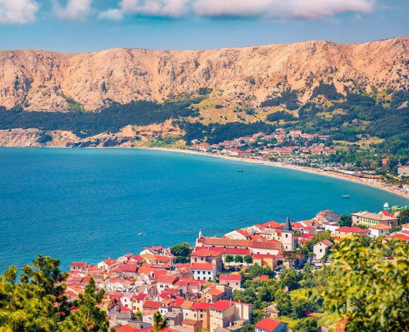 Panorama van het eiland krk in kroatie